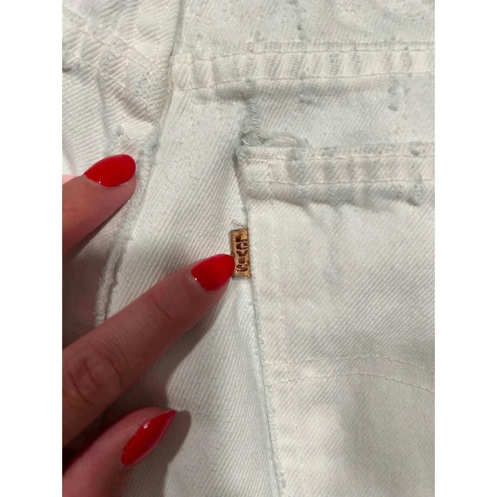Levis 540 Vintage Orange Tab Relaxed Fit White Jeans Distressed 29x31